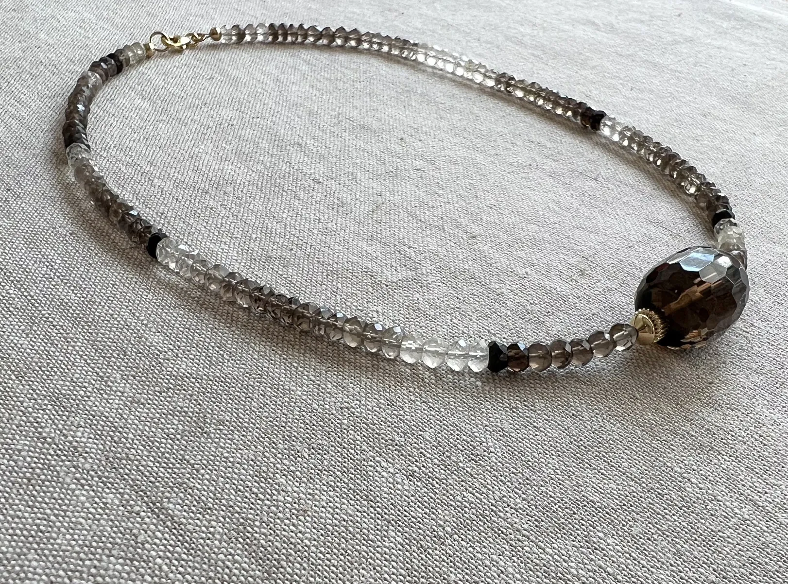 Smoky Quartz Necklace with Faceted Smoky Quartz Focal Bead