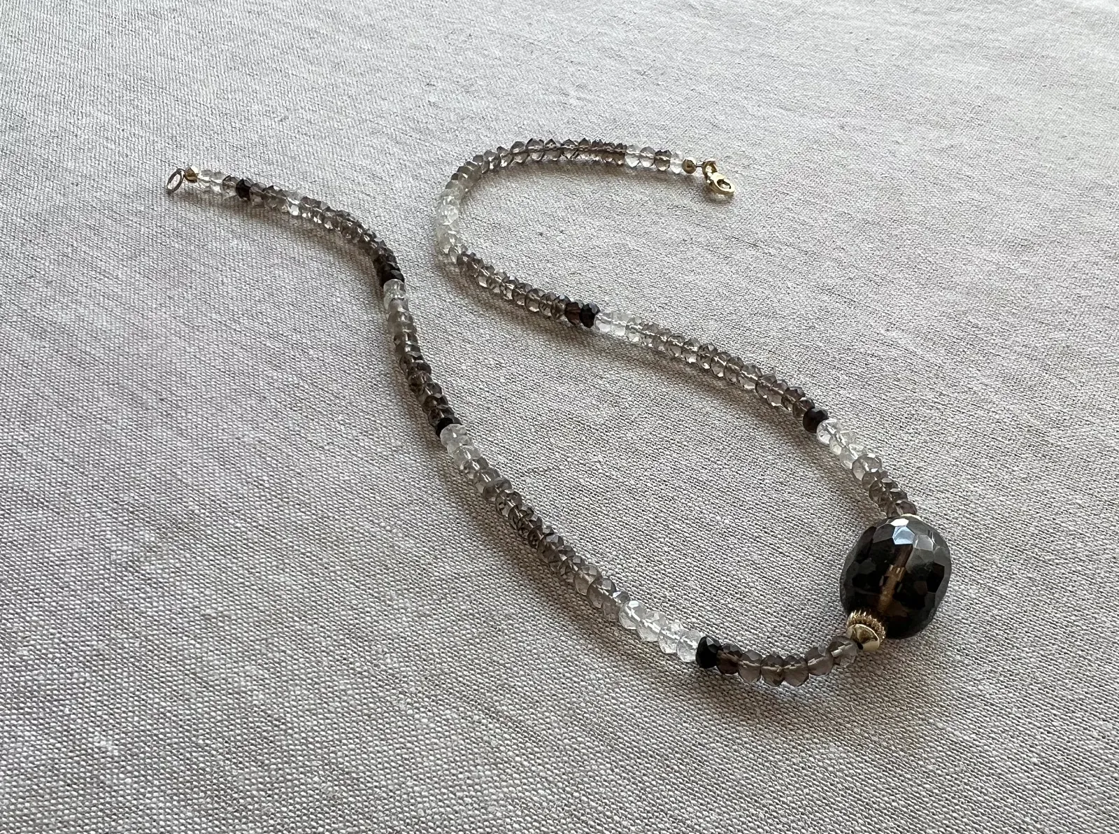 Smoky Quartz Necklace with Faceted Smoky Quartz Focal Bead