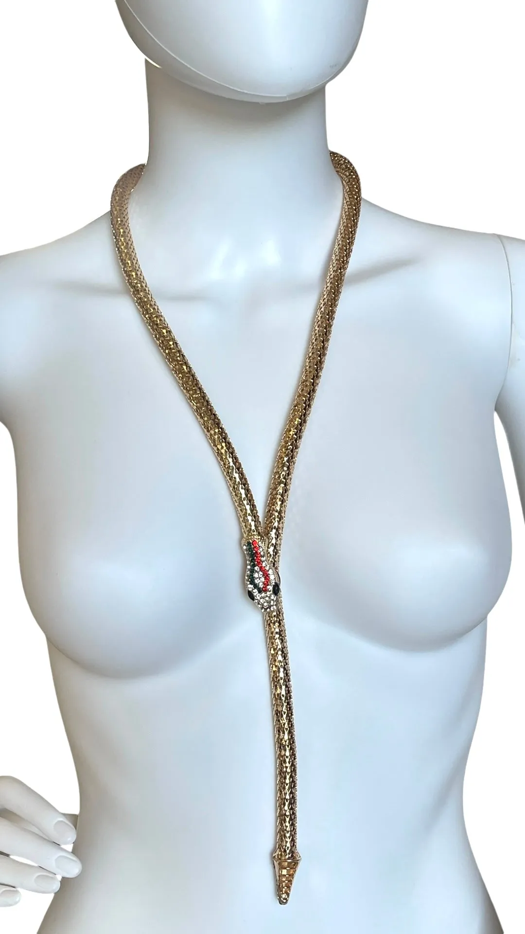 Snake Y Rope Chain Magnetic Necklace: Gold-Clear