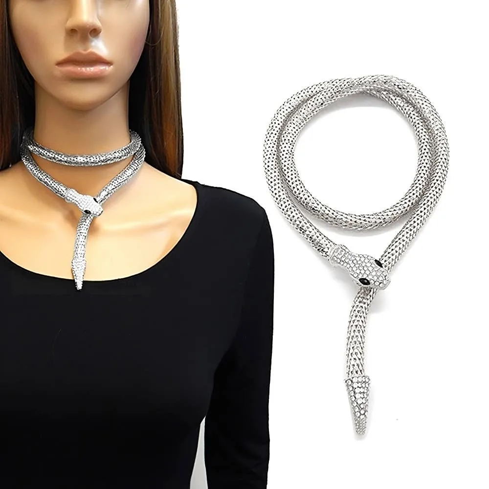 Snake Y Rope Chain Magnetic Necklace: Gold-Clear
