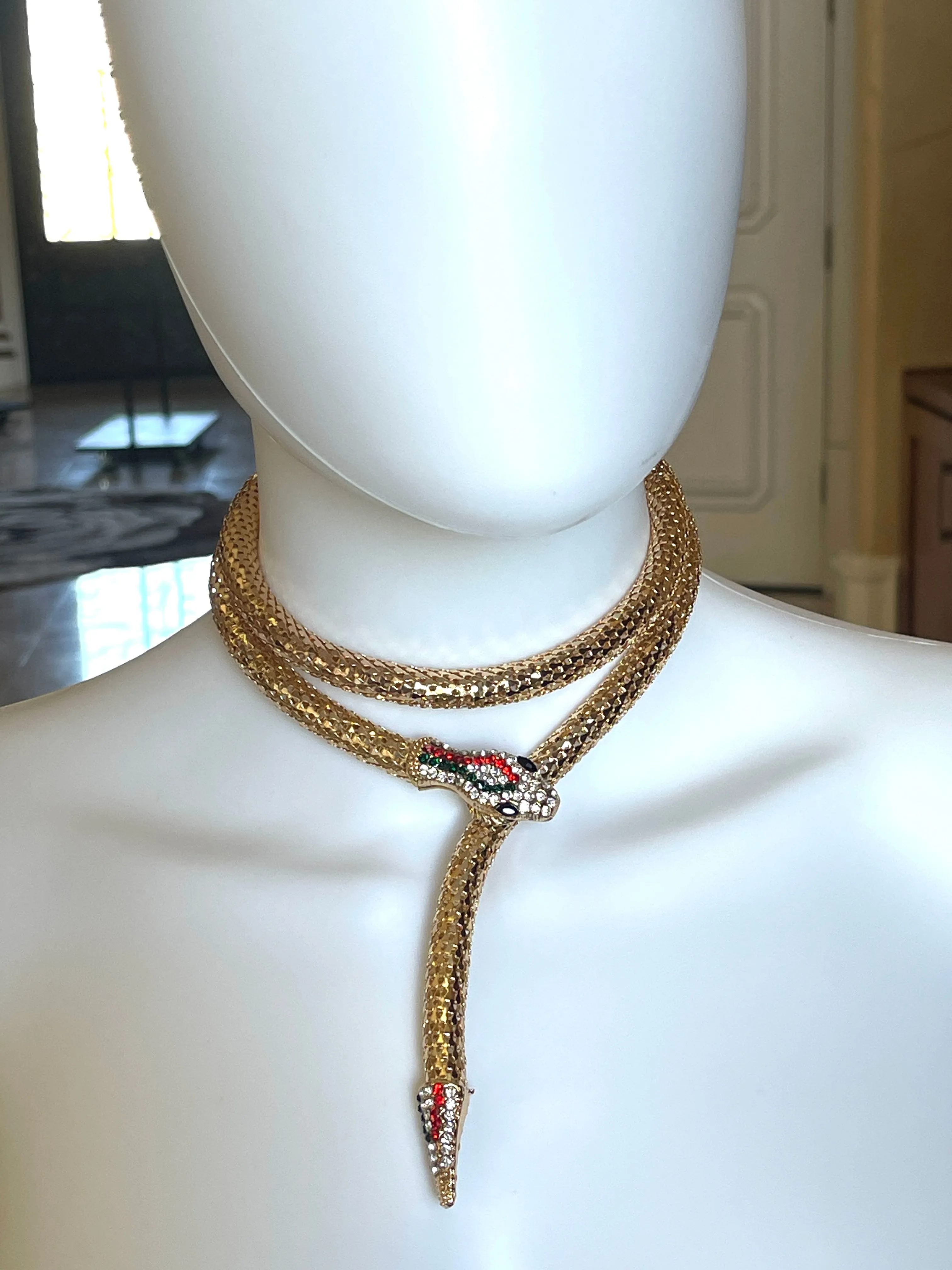 Snake Y Rope Chain Magnetic Necklace: Gold-Clear
