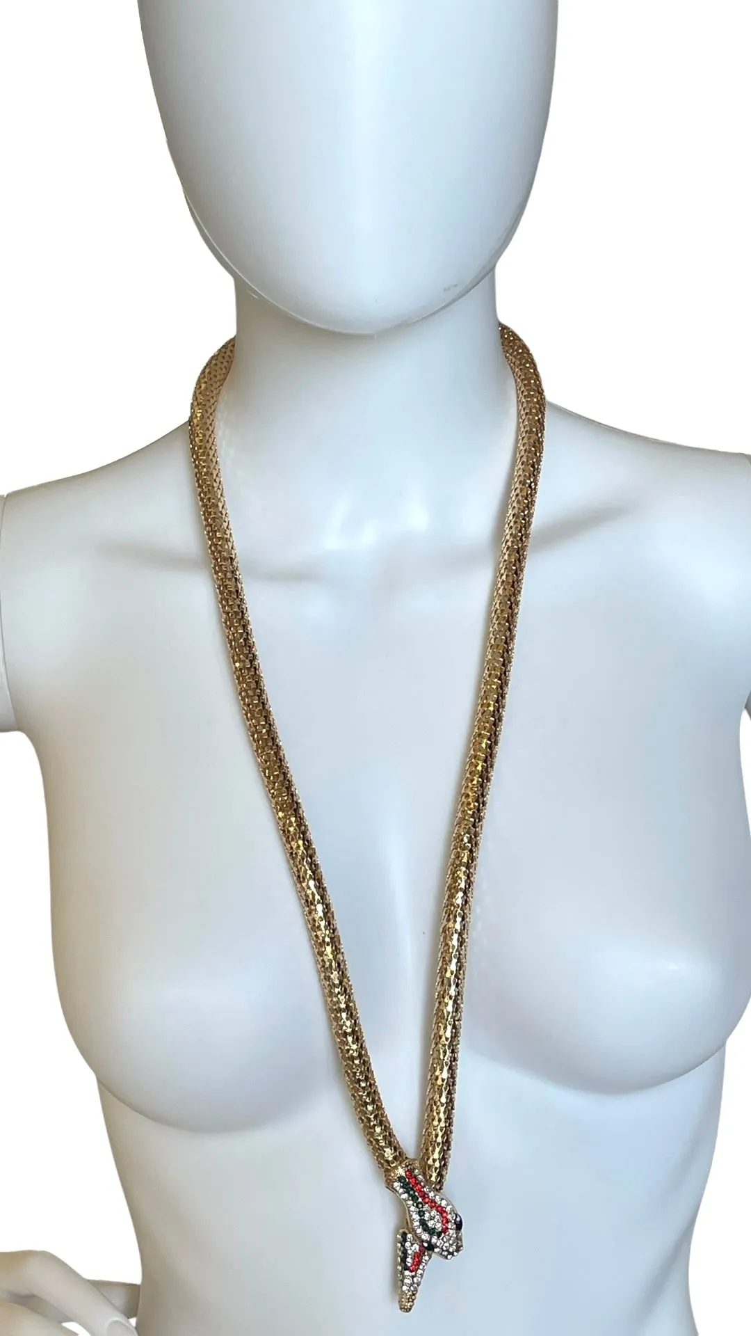 Snake Y Rope Chain Magnetic Necklace: Gold-Clear
