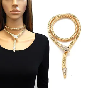 Snake Y Rope Chain Magnetic Necklace: Gold-Clear