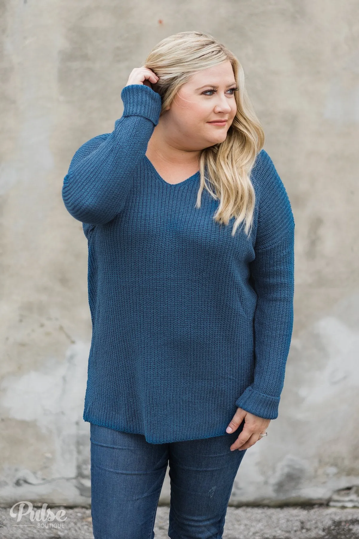 Snuggle Up Knitted Sweater- Enchanted Blue
