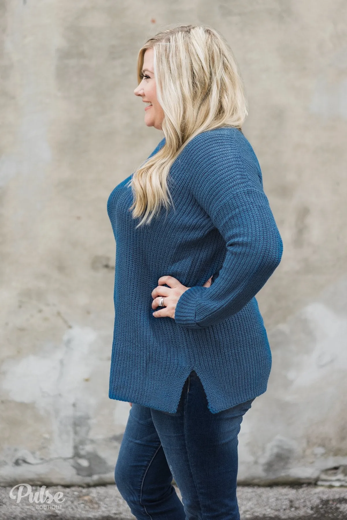Snuggle Up Knitted Sweater- Enchanted Blue