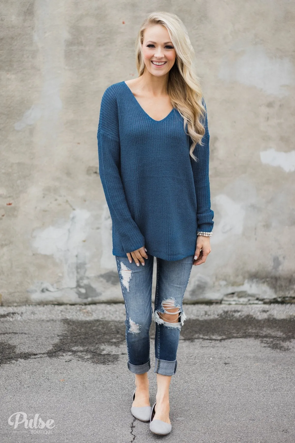 Snuggle Up Knitted Sweater- Enchanted Blue