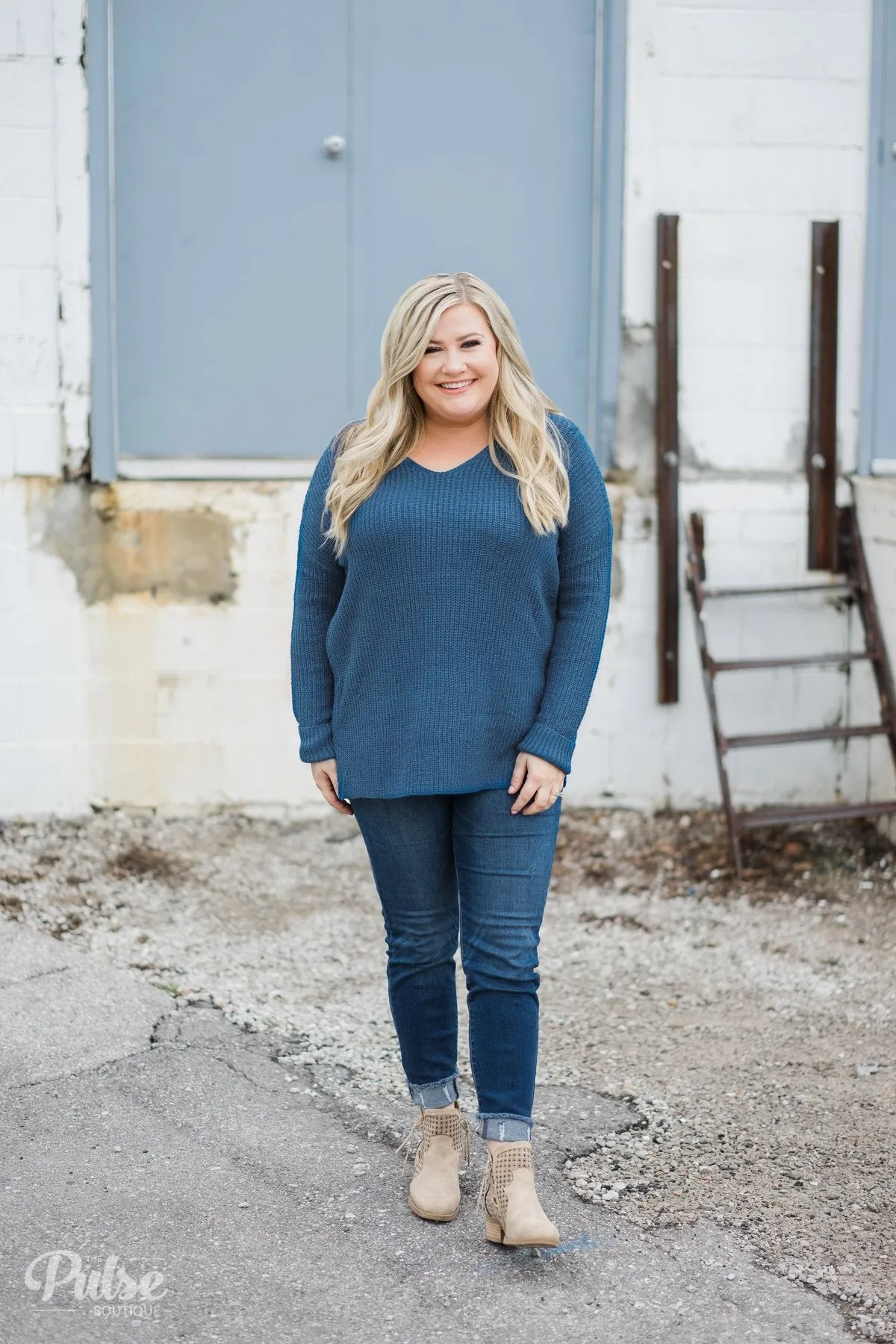 Snuggle Up Knitted Sweater- Enchanted Blue