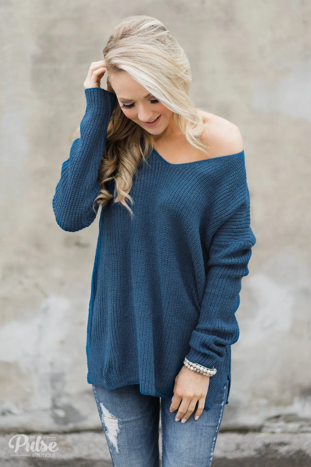 Snuggle Up Knitted Sweater- Enchanted Blue