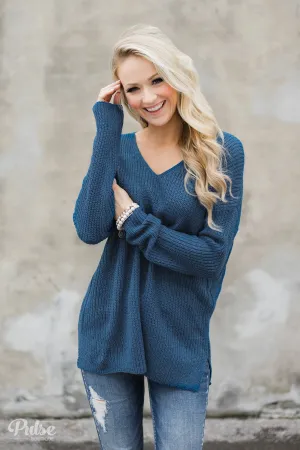 Snuggle Up Knitted Sweater- Enchanted Blue
