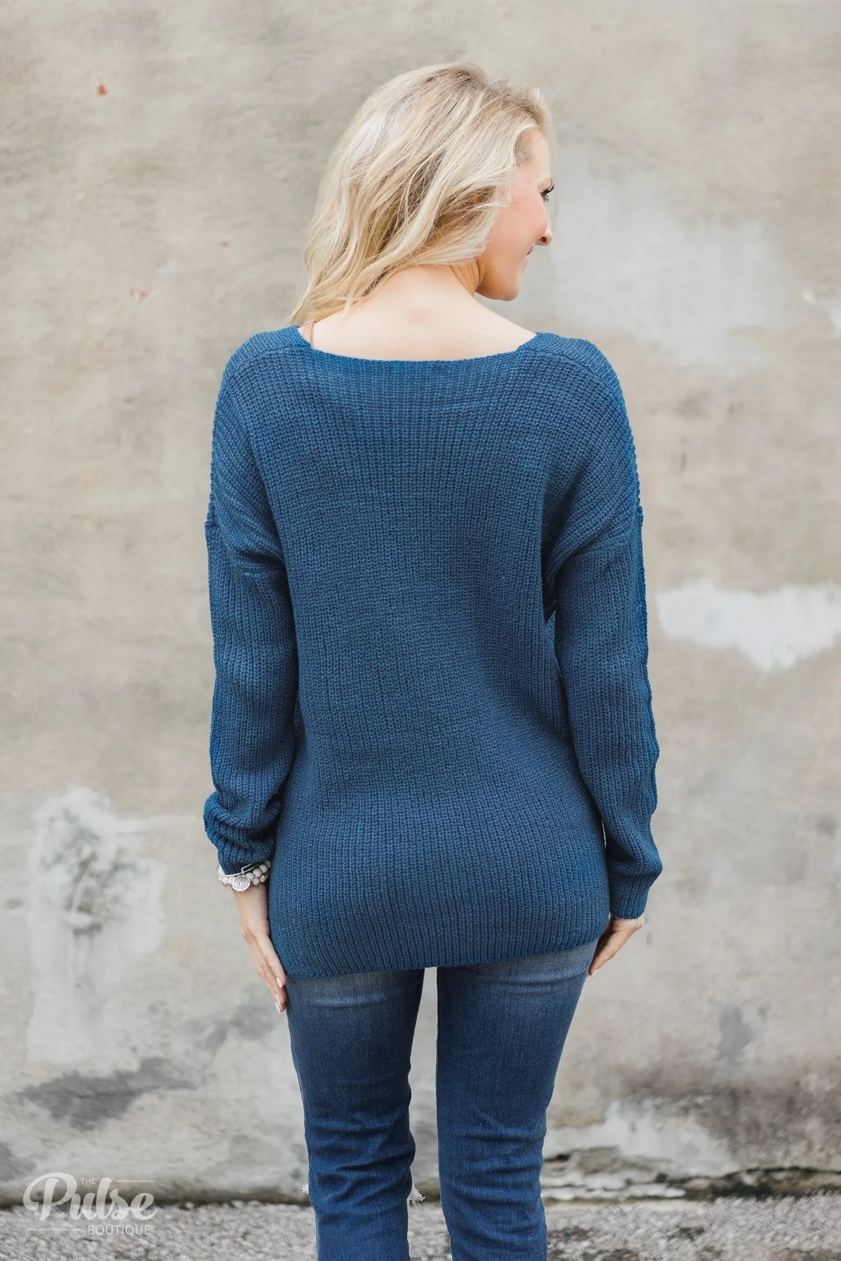 Snuggle Up Knitted Sweater- Enchanted Blue