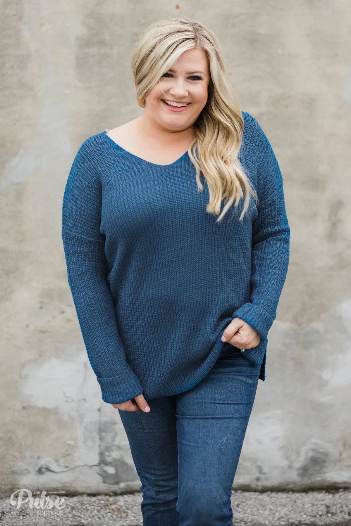 Snuggle Up Knitted Sweater- Enchanted Blue