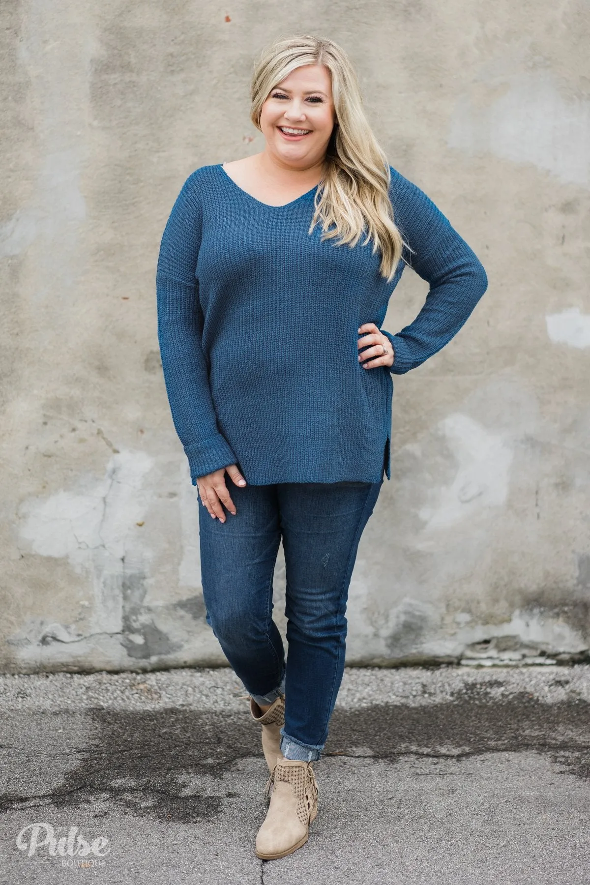 Snuggle Up Knitted Sweater- Enchanted Blue