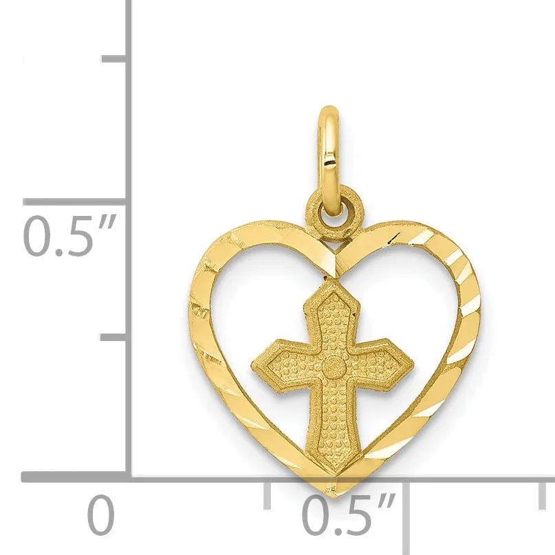 Solid 10k Yellow Gold Polished Cross Pendant