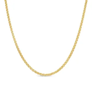 Solid 14k Gold Wheat Spiga Chain Necklace