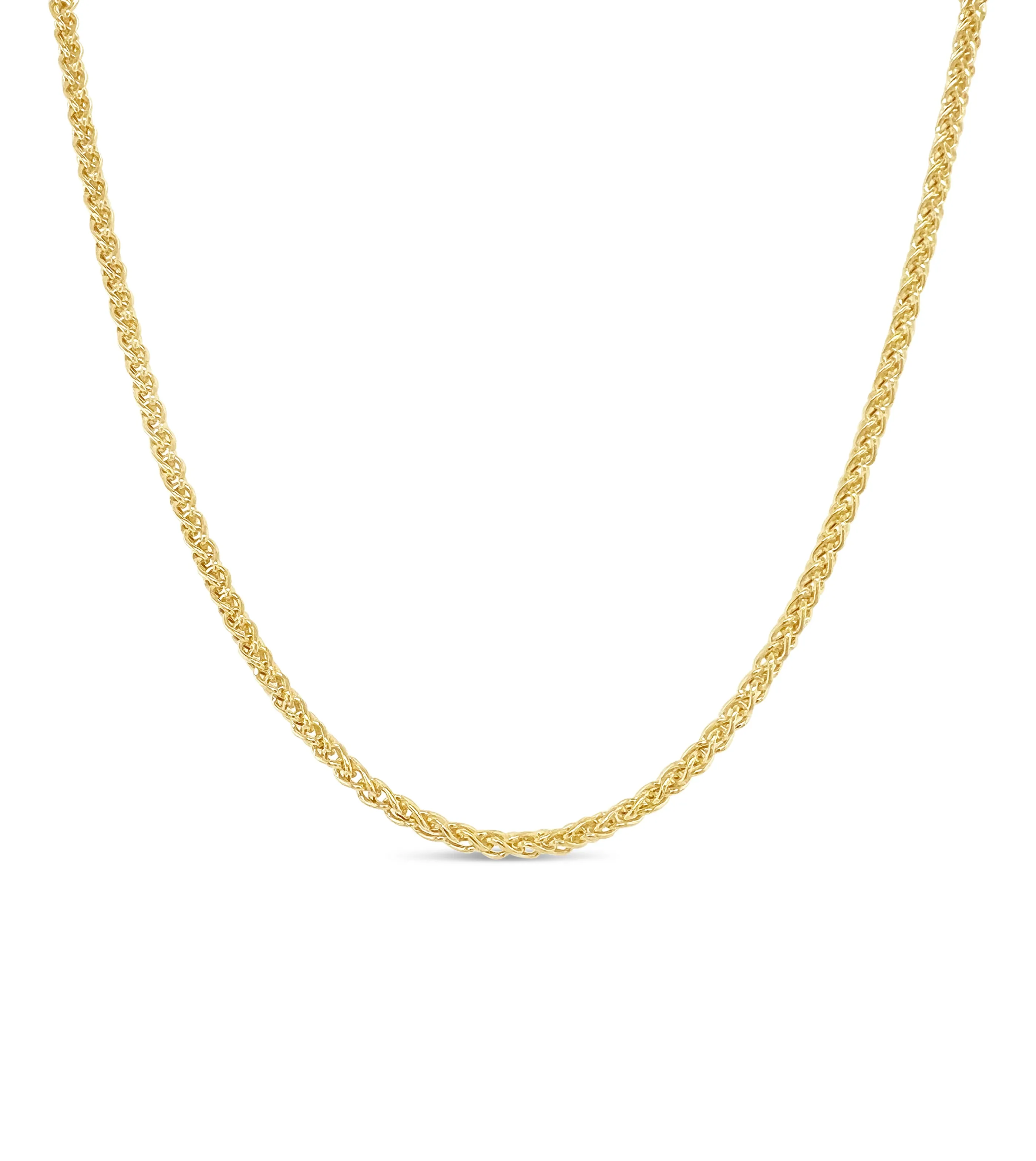 Solid 14k Gold Wheat Spiga Chain Necklace