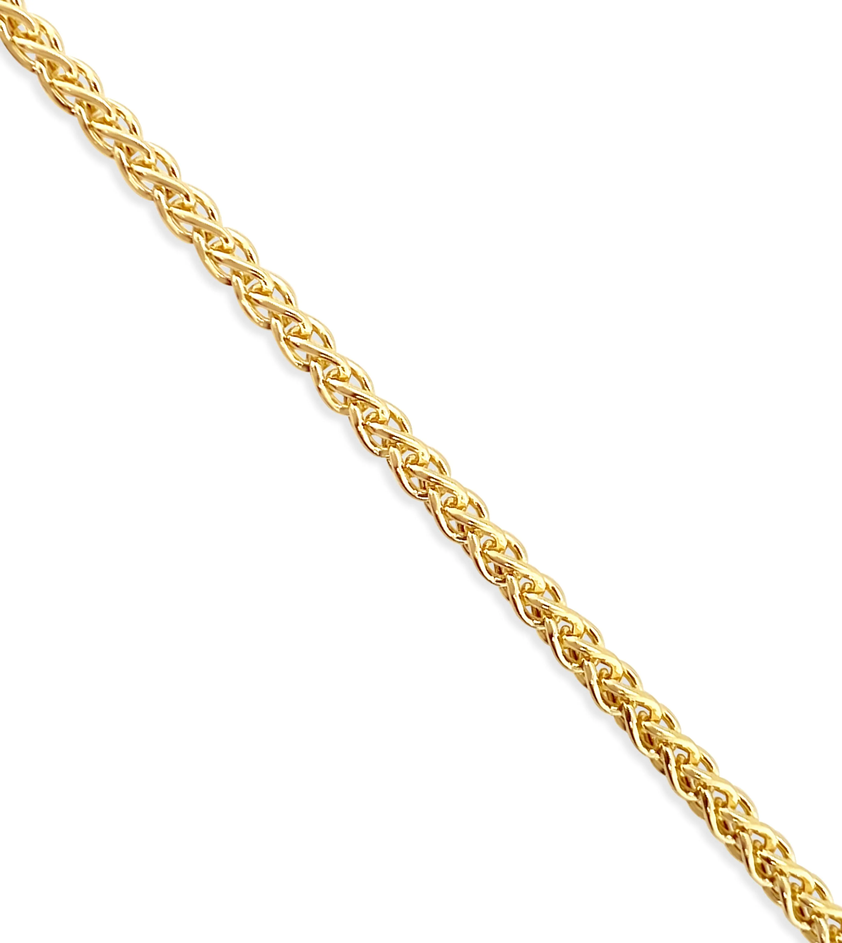 Solid 14k Gold Wheat Spiga Chain Necklace