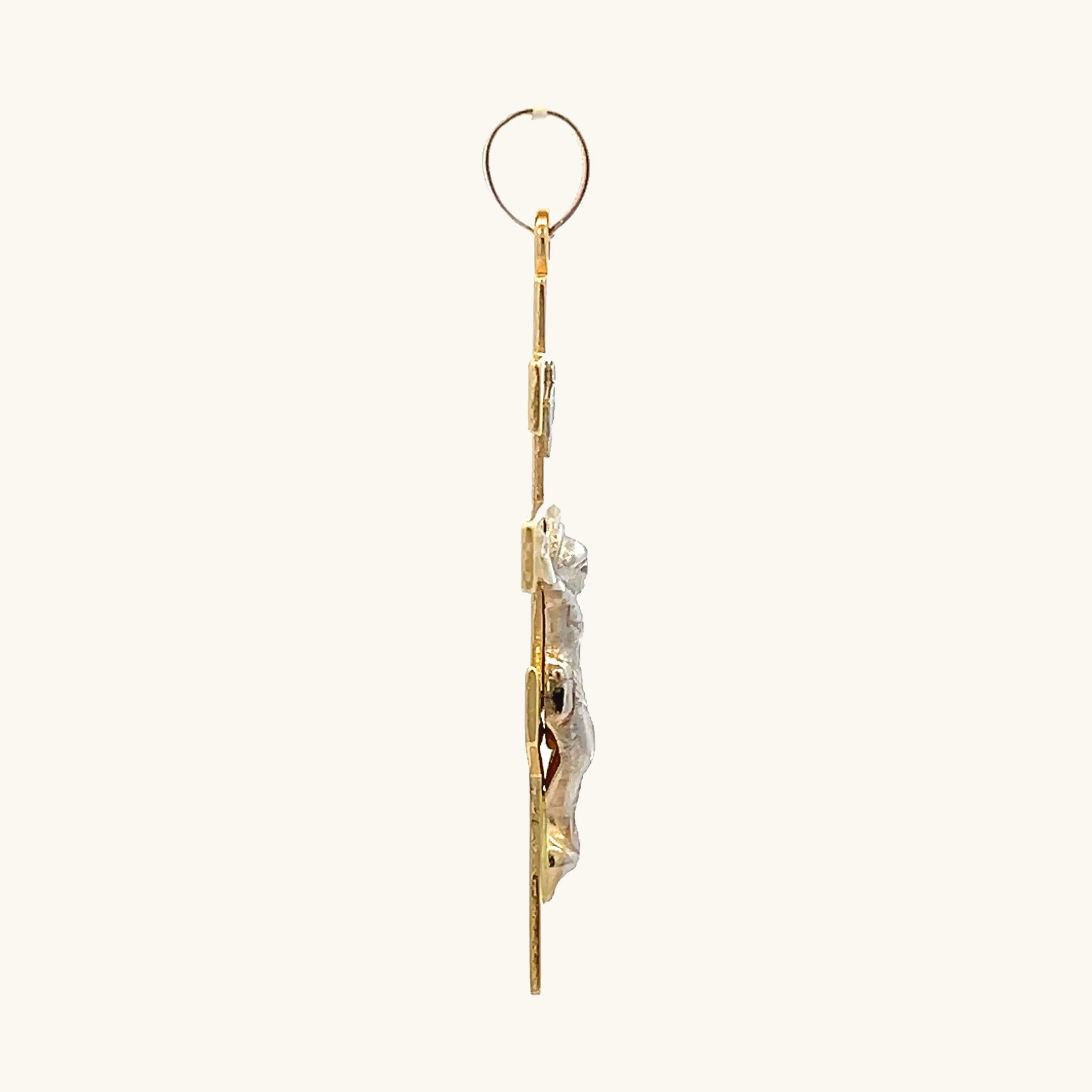SOLID 14K TWO-TONE GOLD ORTHODOX CRUCIFIX PENDANT