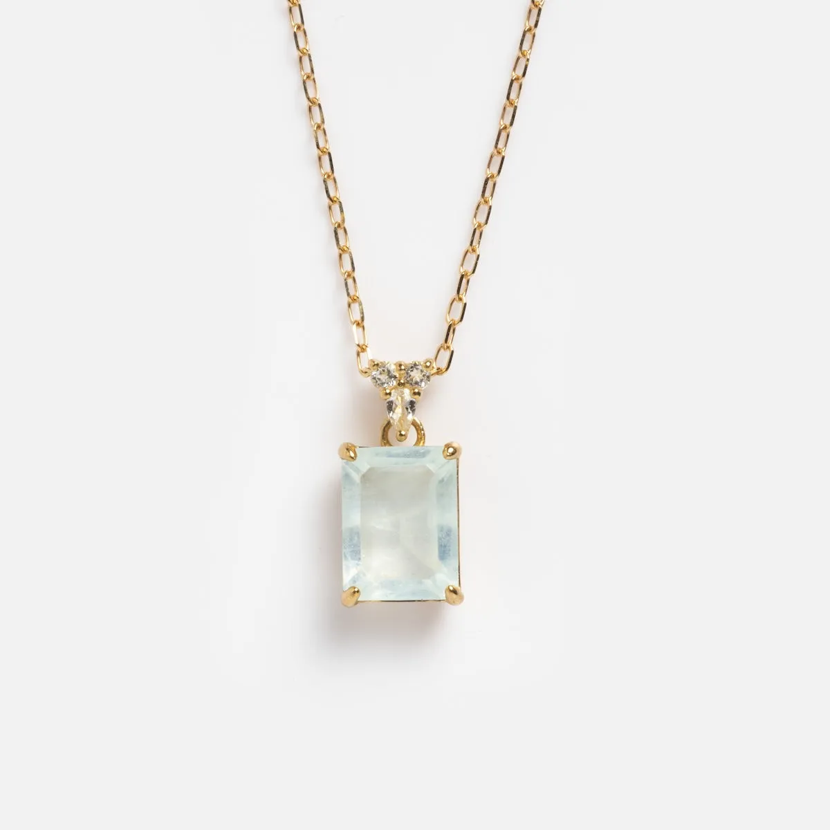Solid Gold 2025 March Capsule Classic Aquamarine Pendant Necklace