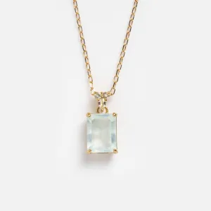 Solid Gold 2025 March Capsule Classic Aquamarine Pendant Necklace