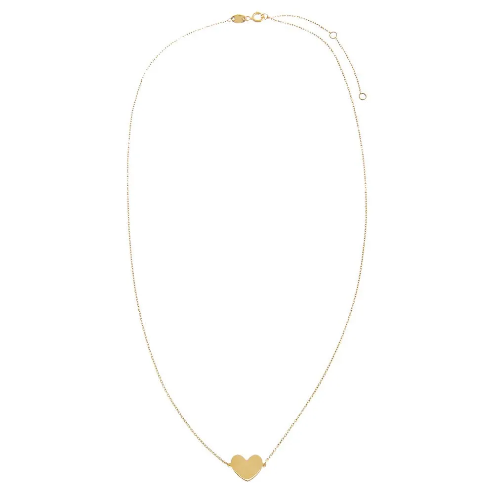 Solid Heart Pendant Necklace 14K