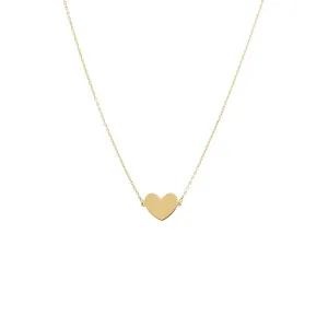 Solid Heart Pendant Necklace 14K