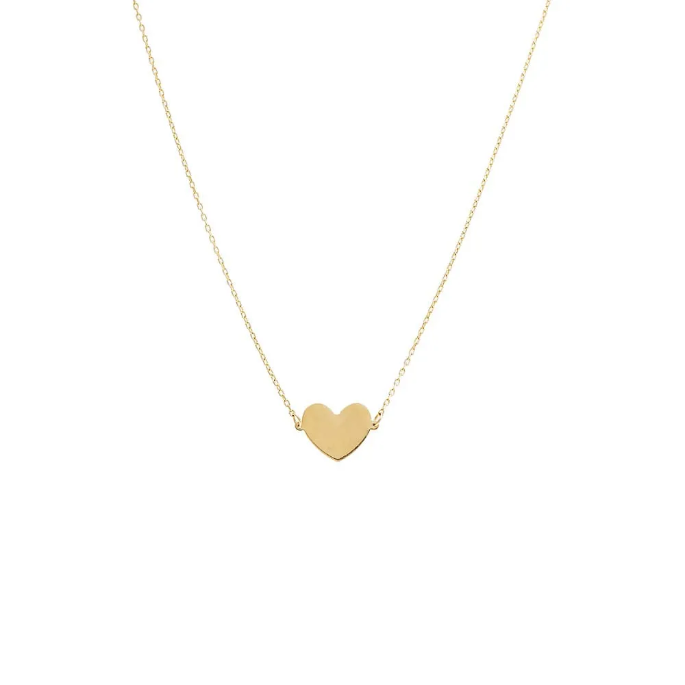 Solid Heart Pendant Necklace 14K