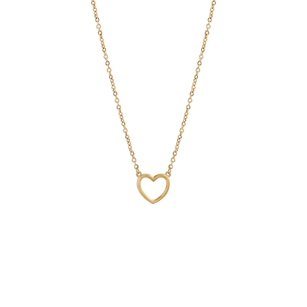 Solid Open Heart Necklace 14K