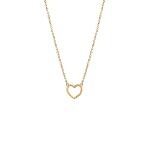 Solid Open Heart Necklace 14K