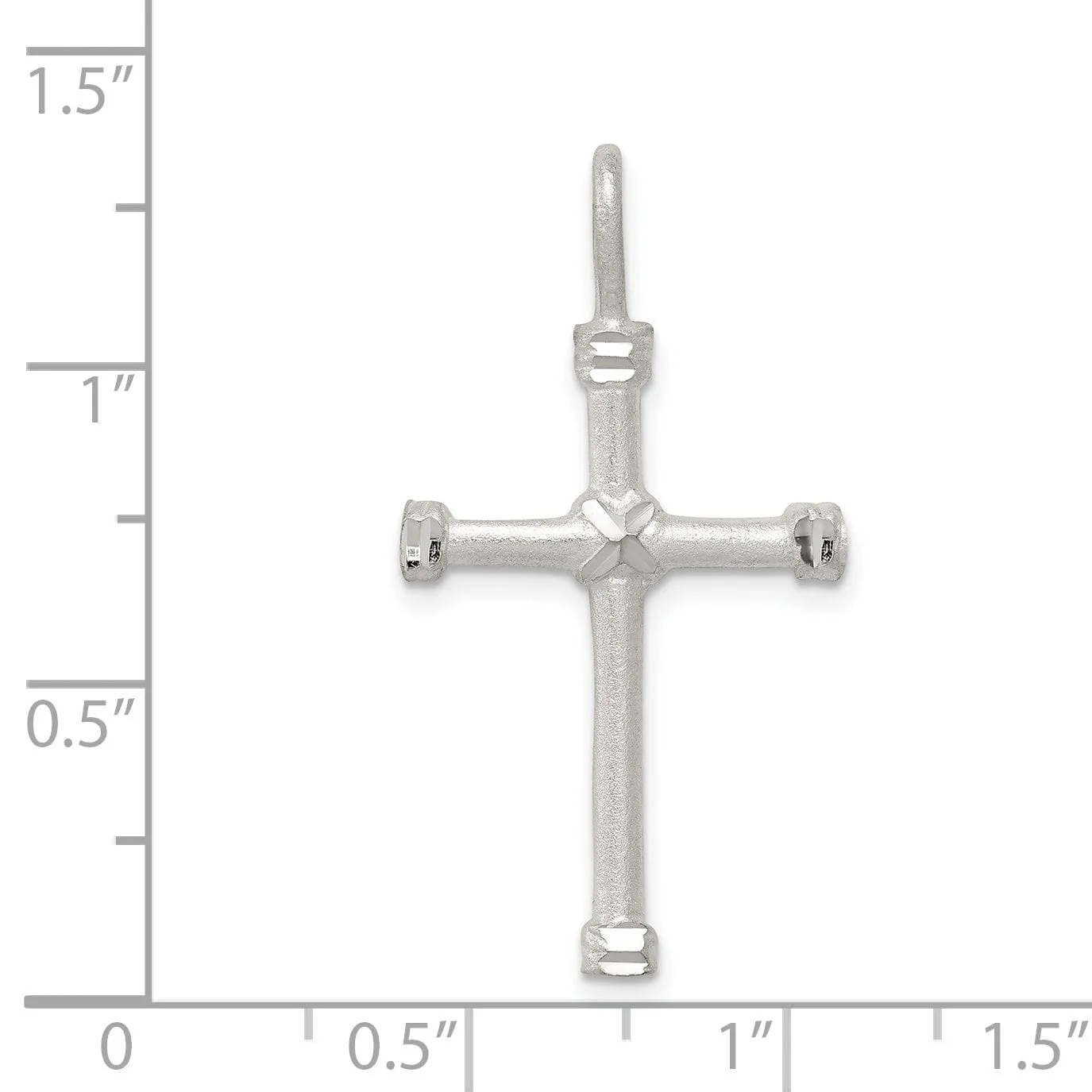 Solid Silver D.C Satin Finish 3-D Cross Pendant