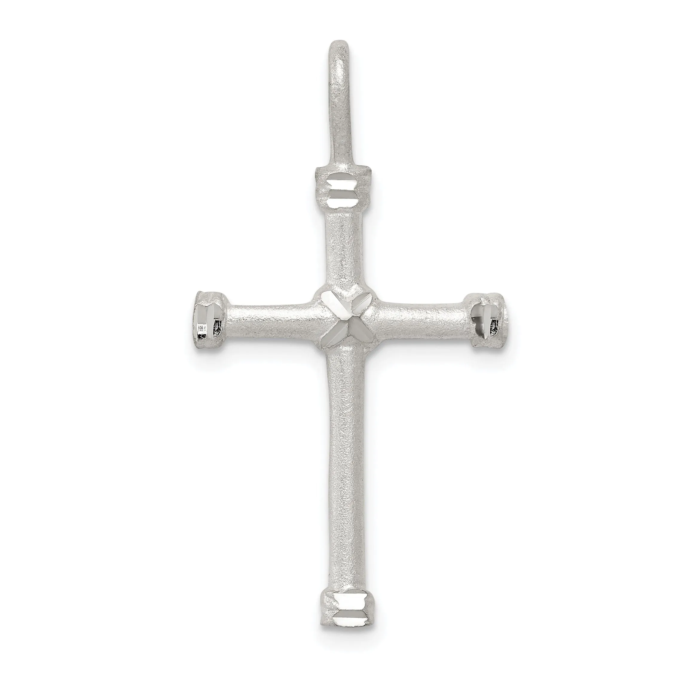 Solid Silver D.C Satin Finish 3-D Cross Pendant