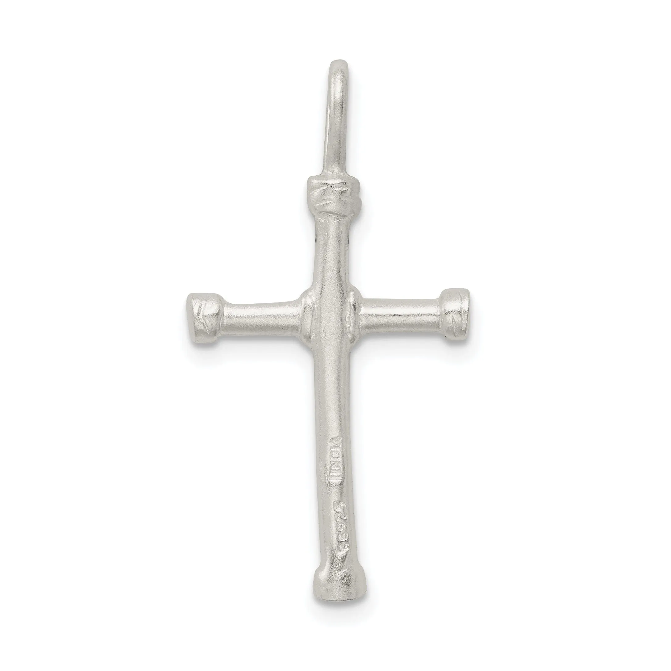 Solid Silver D.C Satin Finish 3-D Cross Pendant
