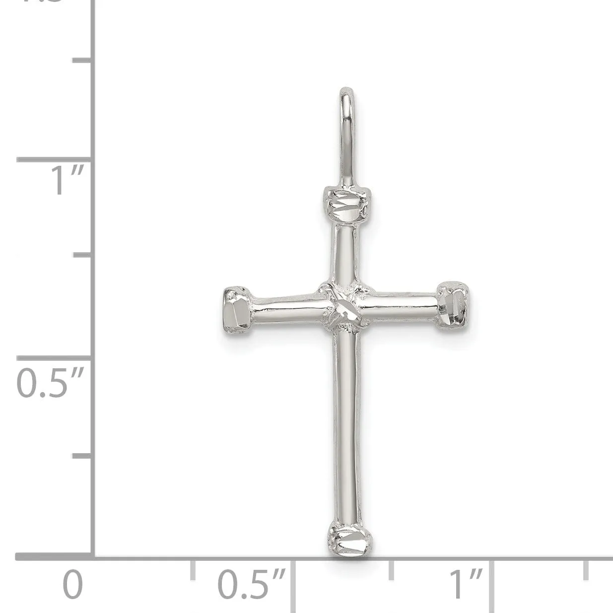 Solid Silver Diamond Cut Finish Cross Pendant