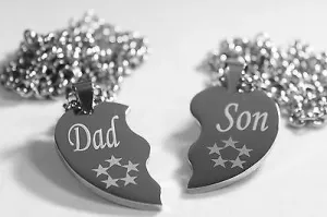 SOLID STAINLESS STEEL DAD  SON  SPLIT HEART NECKLACES LOVE FRIENDSHIP