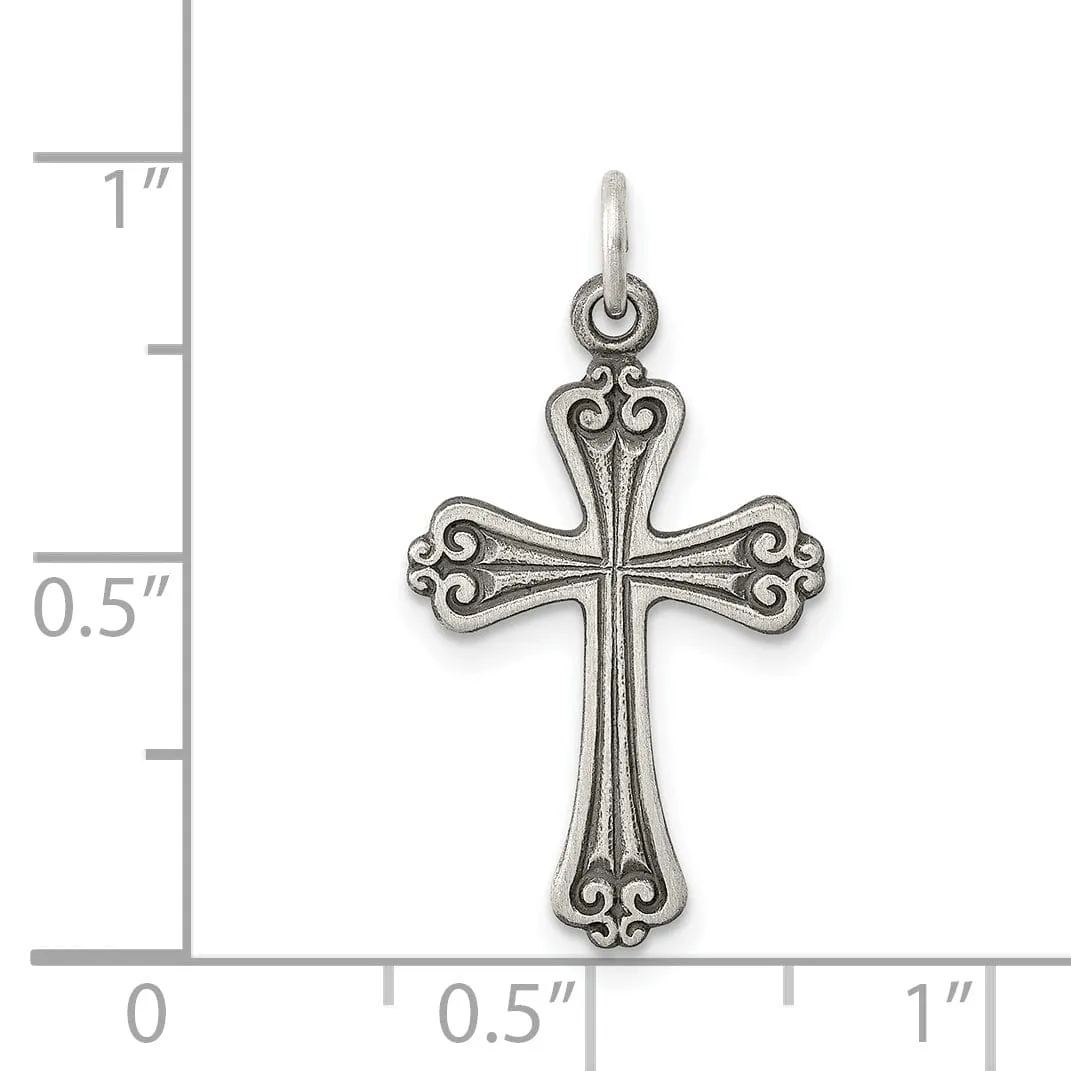 Solid Sterling Silver Antiqued Cross Pendant