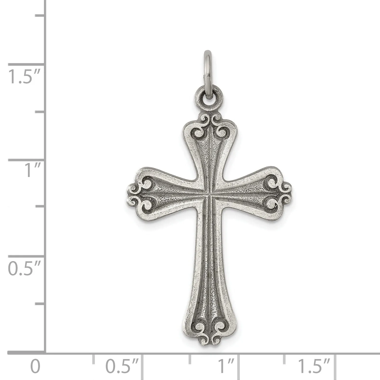 Solid Sterling Silver Antiqued Cross Pendant