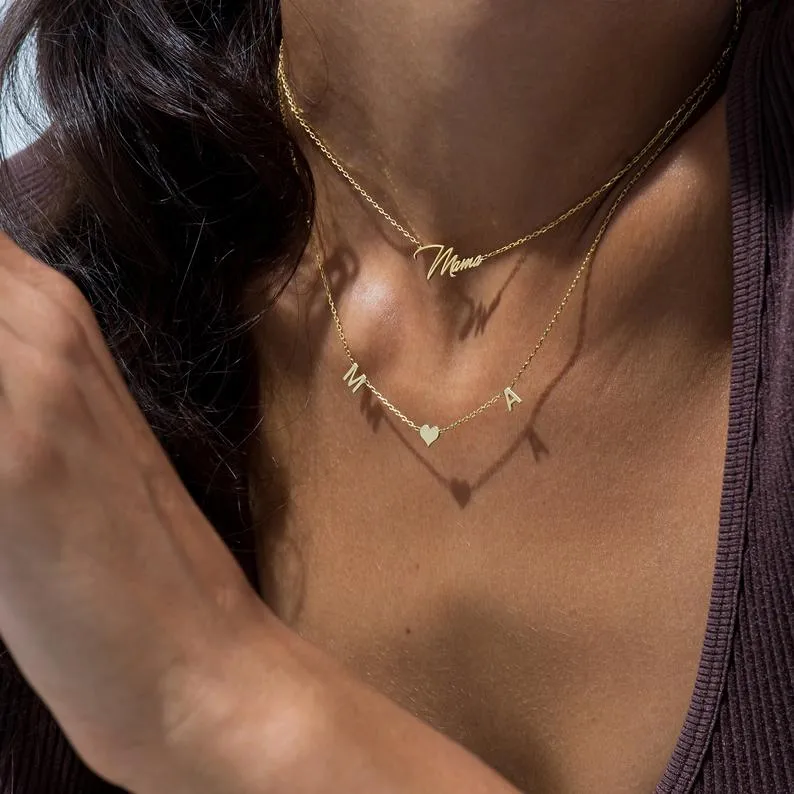 Spaced Initial Heart Necklace