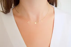 Spaced Initial Heart Necklace