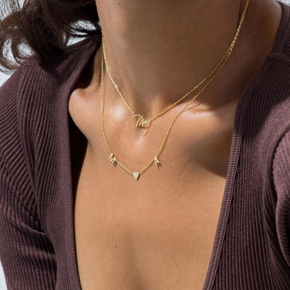 Spaced Initial Heart Necklace