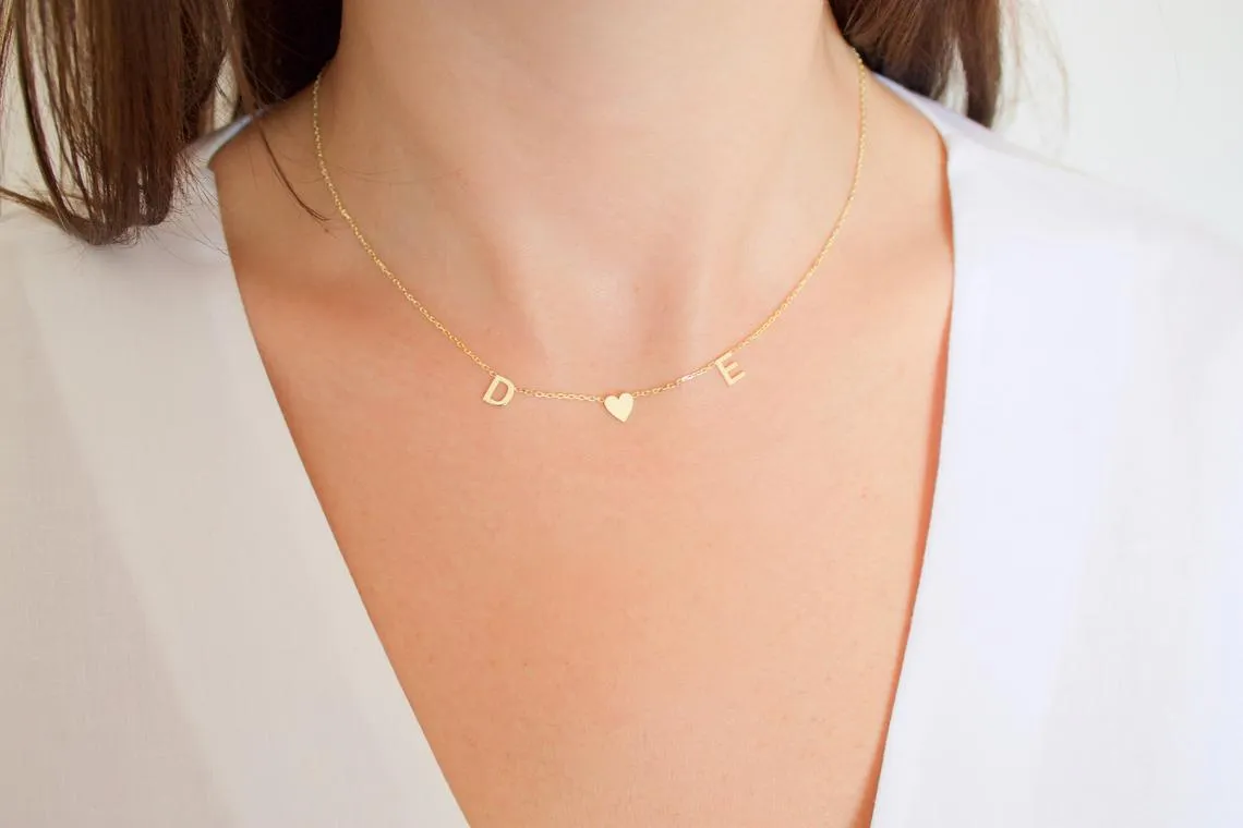 Spaced Initial Heart Necklace