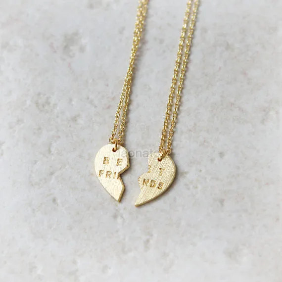 Split Heart Best Friends Necklaces, Set of 2 necklaces