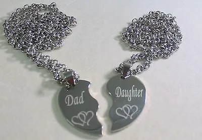 SPLIT HEART NECKLACES DAD DAUGHTER IMAGE SOLID STAINLESS STEEL Intertwined Hearts