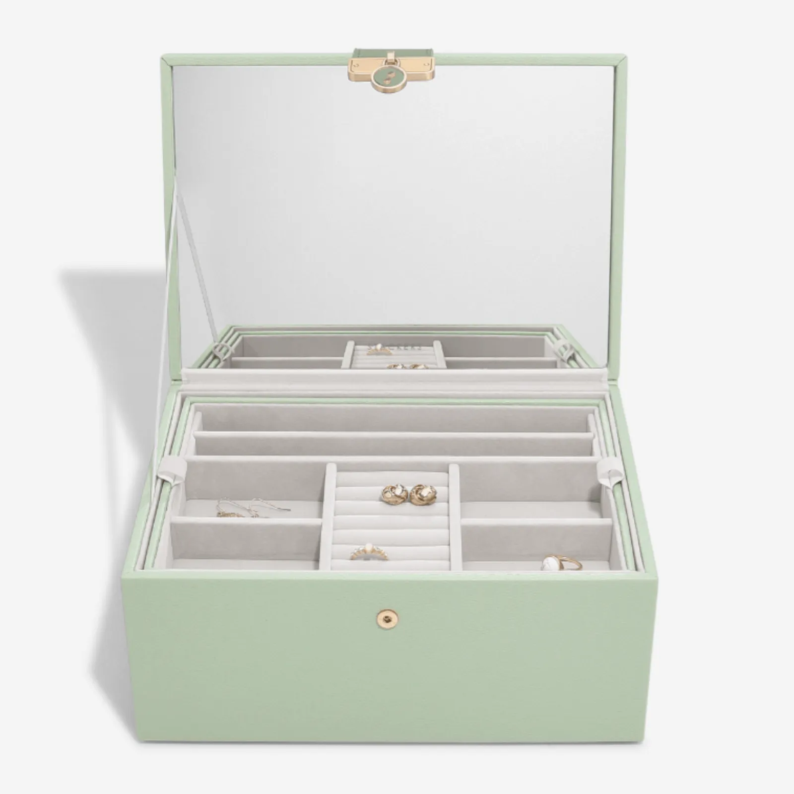 Stackers Luxury Classic 2 Tone Jewellery Box - Sage Green
