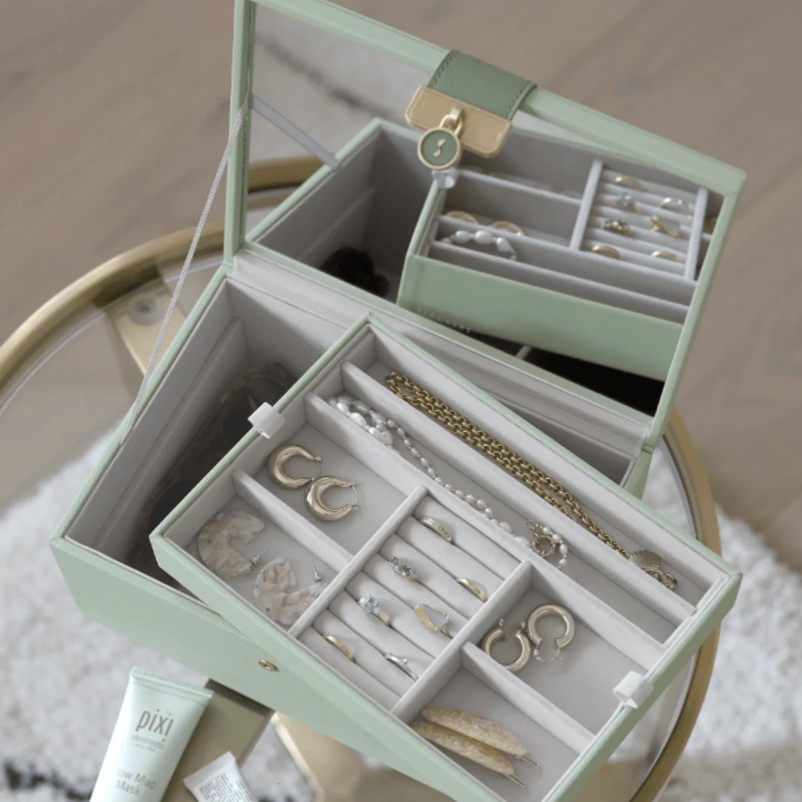 Stackers Luxury Classic 2 Tone Jewellery Box - Sage Green