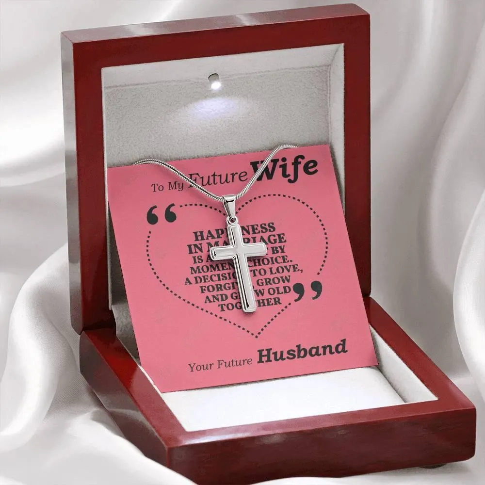 Stainless Steel Cross Necklace, For Girlfriend, Wife, Christmas, Birthday, Valentine's Day, Anniversary, Custom Message Card
