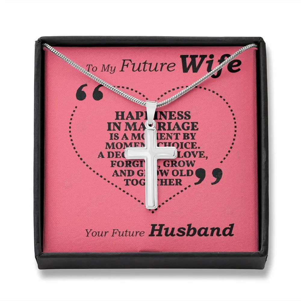Stainless Steel Cross Necklace, For Girlfriend, Wife, Christmas, Birthday, Valentine's Day, Anniversary, Custom Message Card