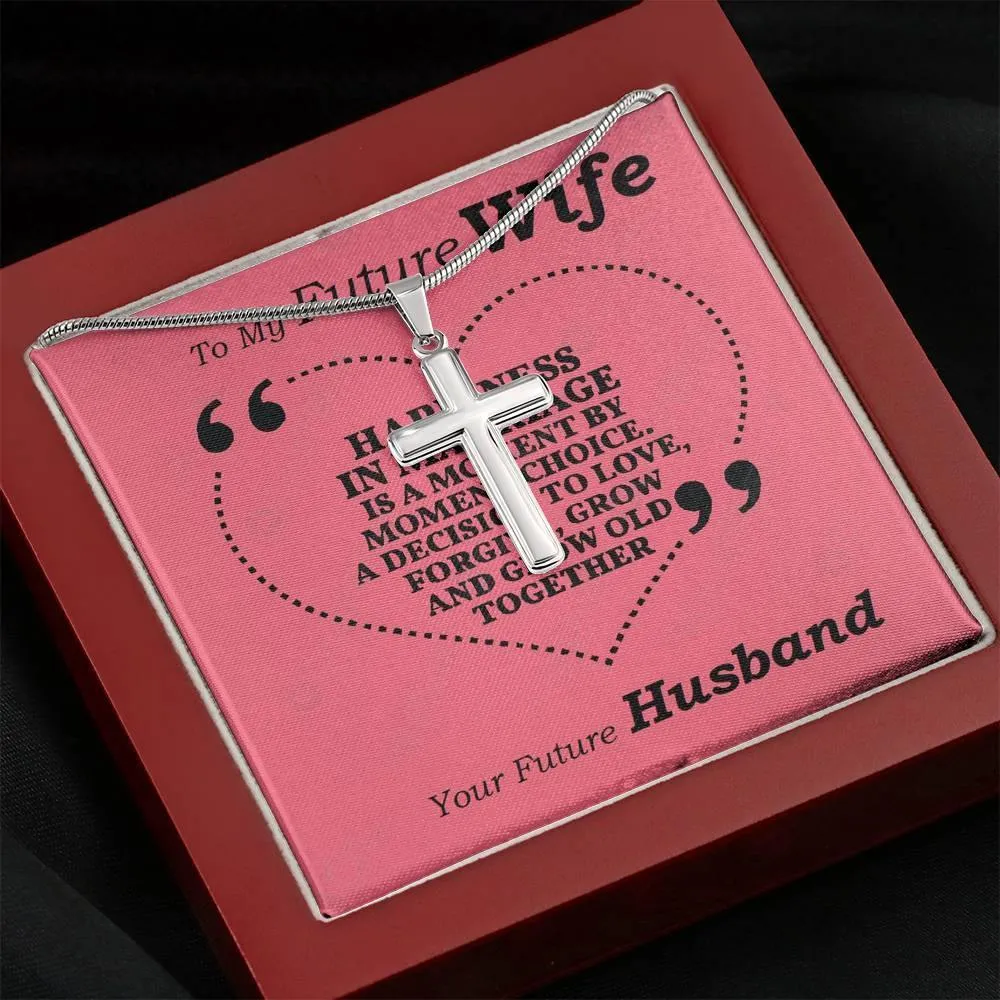Stainless Steel Cross Necklace, For Girlfriend, Wife, Christmas, Birthday, Valentine's Day, Anniversary, Custom Message Card