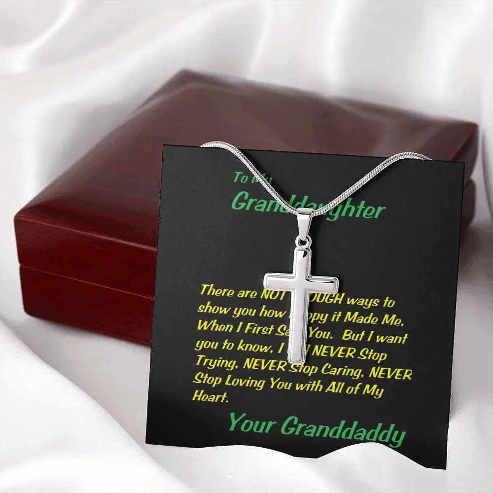 Stainless Steel Cross Necklace, Gift To Granddaughter, For Christmas, Birthday, Graduation, Custom Message Card