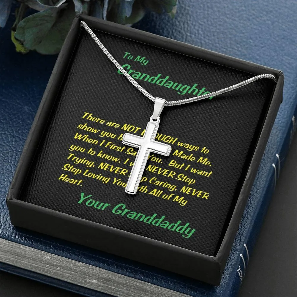 Stainless Steel Cross Necklace, Gift To Granddaughter, For Christmas, Birthday, Graduation, Custom Message Card