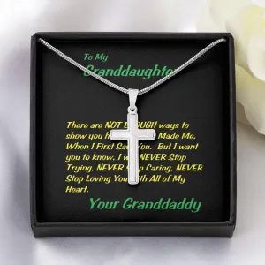 Stainless Steel Cross Necklace, Gift To Granddaughter, For Christmas, Birthday, Graduation, Custom Message Card