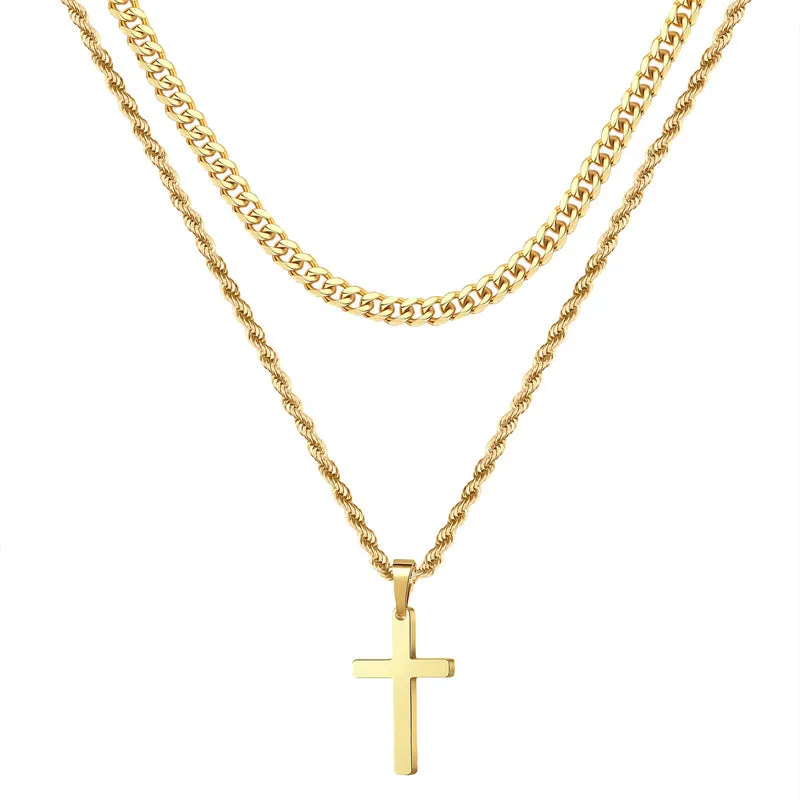 Stainless Steel Cross Pendant Necklace for Men